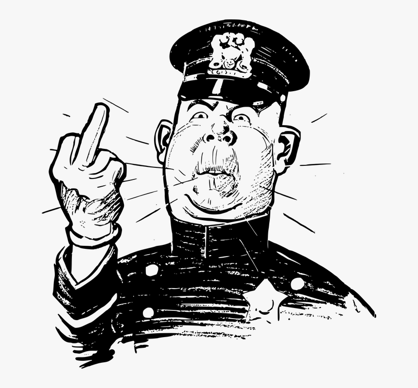 Angry, Authority, Comic Characters, Cop, Gesture, Mad - Police Officer Middle Finger, HD Png Download