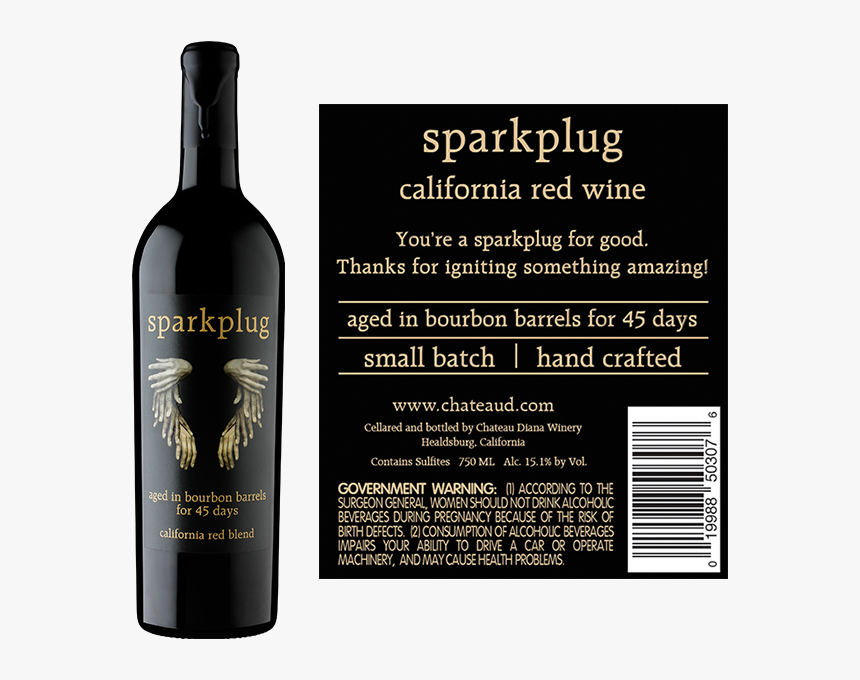 Picture Of Sparkplug California Red Blend Aged In Bourbon - Glass Bottle, HD Png Download