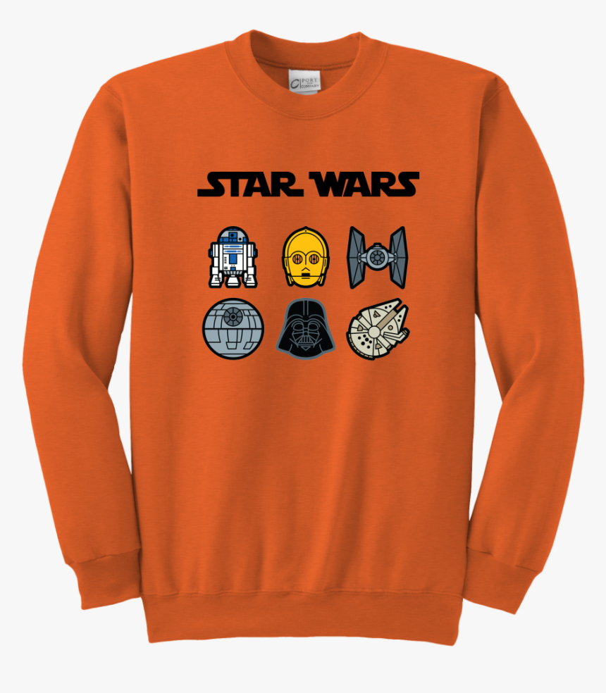 Characters Star Wars Darth Vader R2d2 C3po Youth Crewneck - Long-sleeved T-shirt, HD Png Download