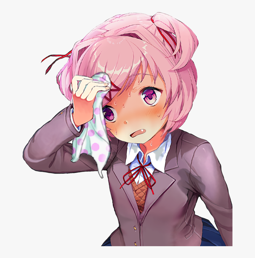 Hair Pink Facial Expression Human Hair Color Purple - Natsuki Sweating, HD Png Download