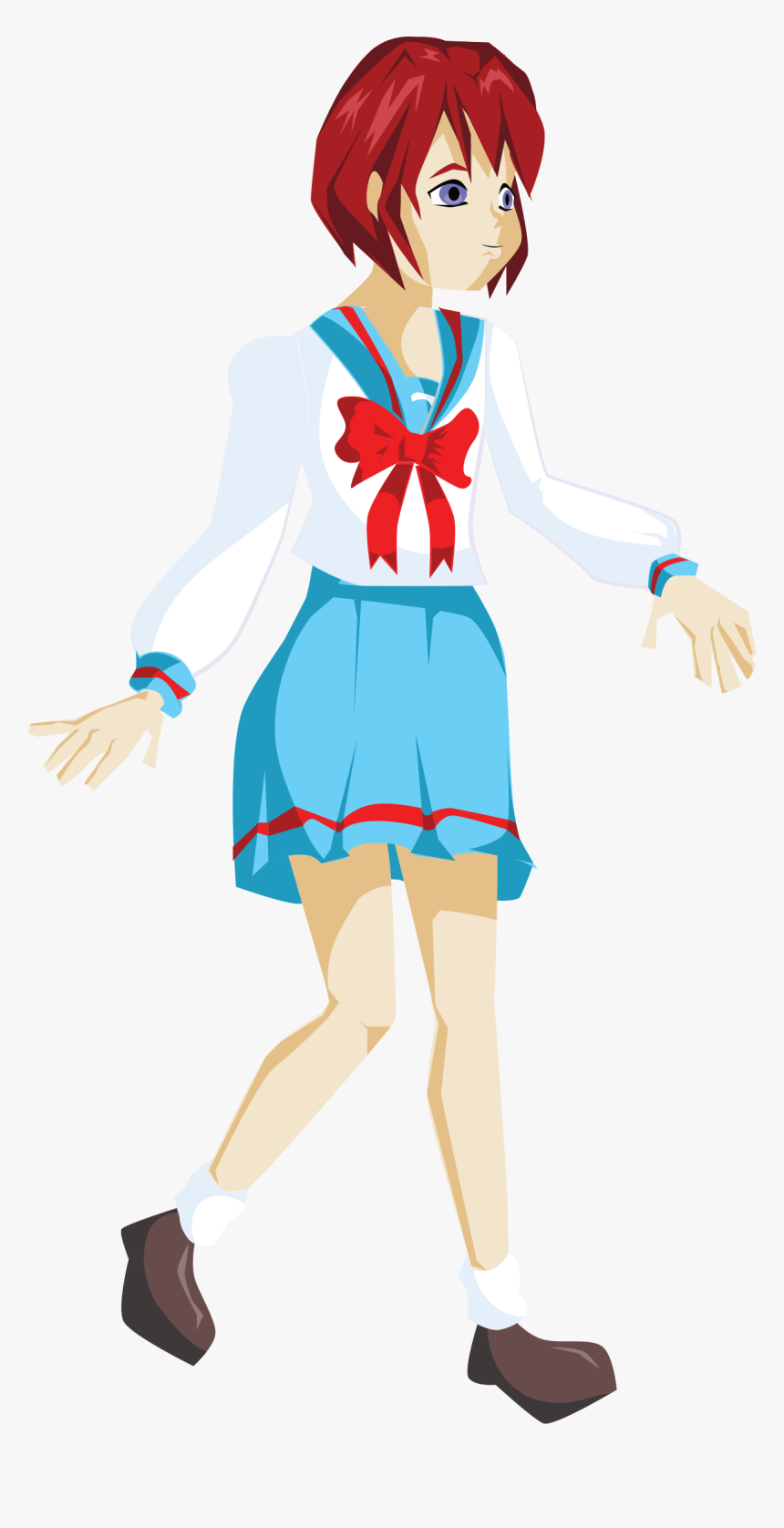Anime School Girl Icons Png - Transparent School Girl Clipart, Png Download