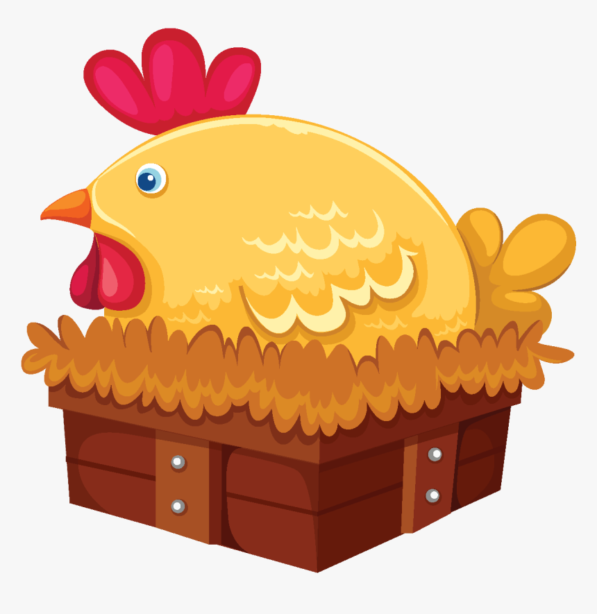Cartoon Cute Rooster Chicken Nest Element - Farm Animals, HD Png Download