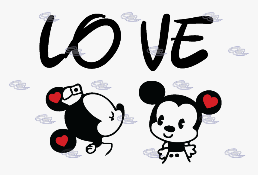 Love Little Mickey Minnie Mouse Kissing Matching Couple - Mickey Y Minnie Tsum Tsum, HD Png Download