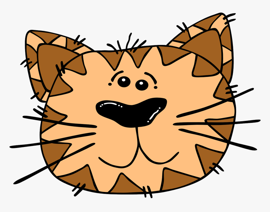 Cat, Face, Cartoon, Striped, Tiger, Animal, Head - Sad Cat Clipart, HD Png Download