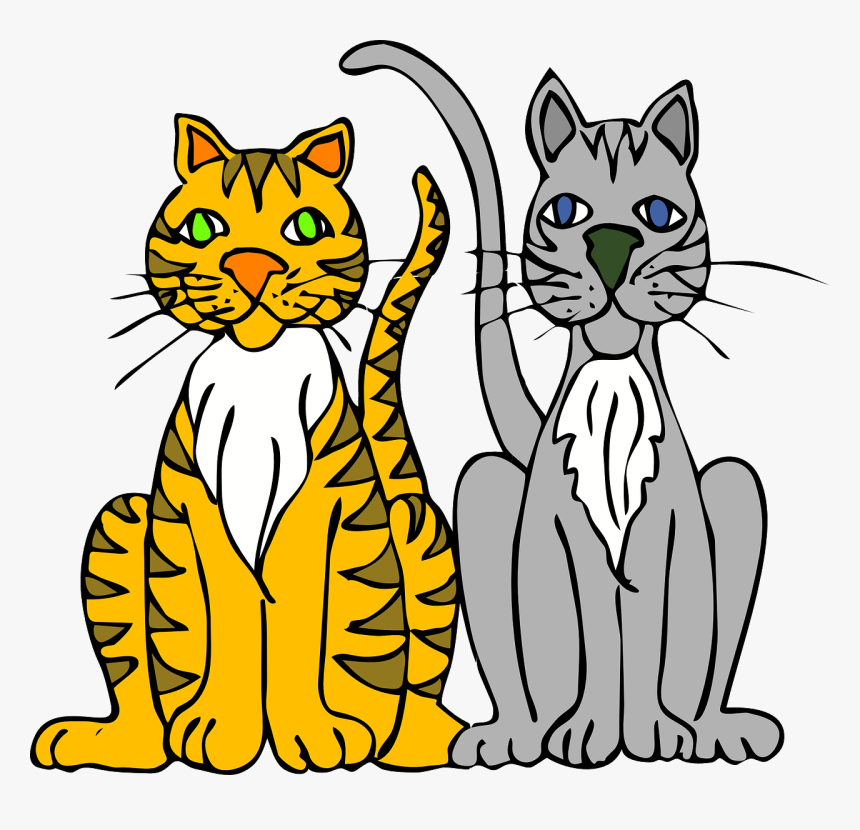 Cartoon Tigers Svg Clip Arts - 2 Cats Clipart Png, Transparent Png