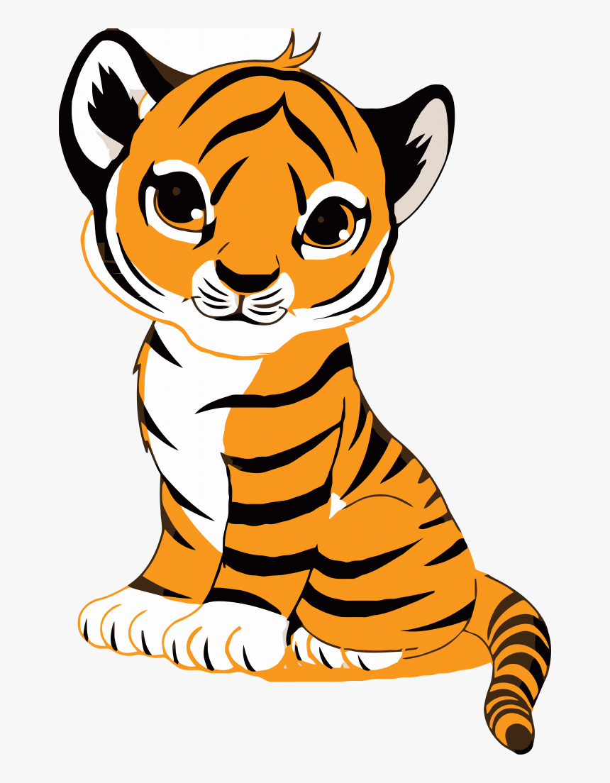Tiger Face Clip Art Royalty Free Tiger Illustration - Cute Cartoon Tiger Cub, HD Png Download