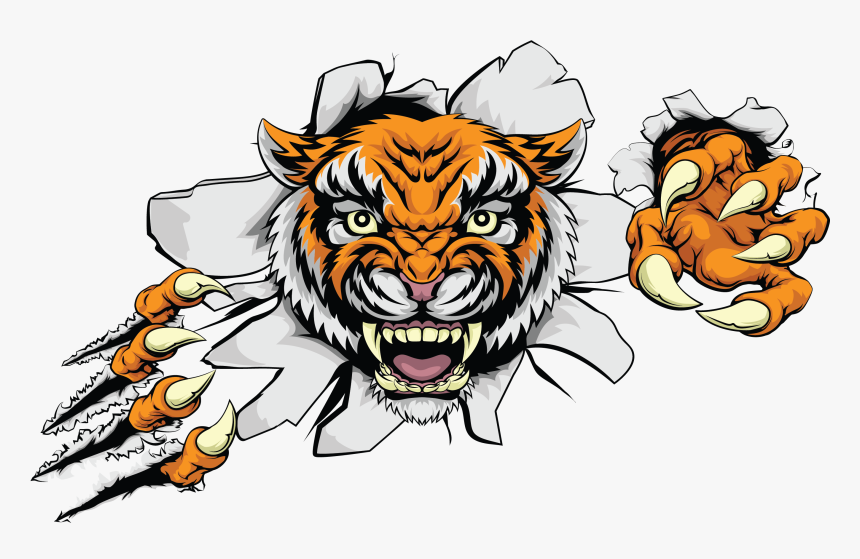 Head Ferocious Color Car Tiger Euclidean Vector Clipart - Tiger Bursting Through Wall, HD Png Download