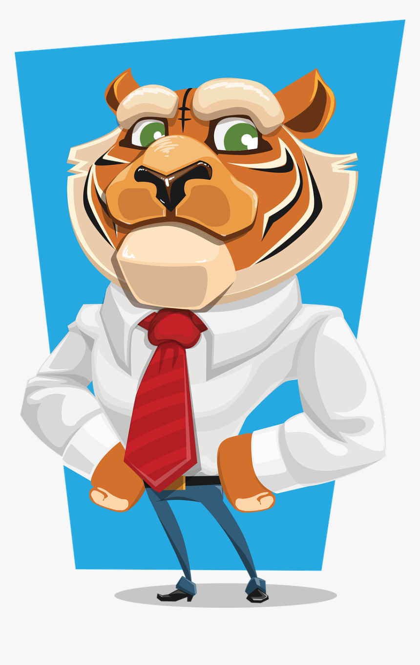 Tiger Business Animal Free Picture - Tiger In A Suit Cartoon, HD Png Download