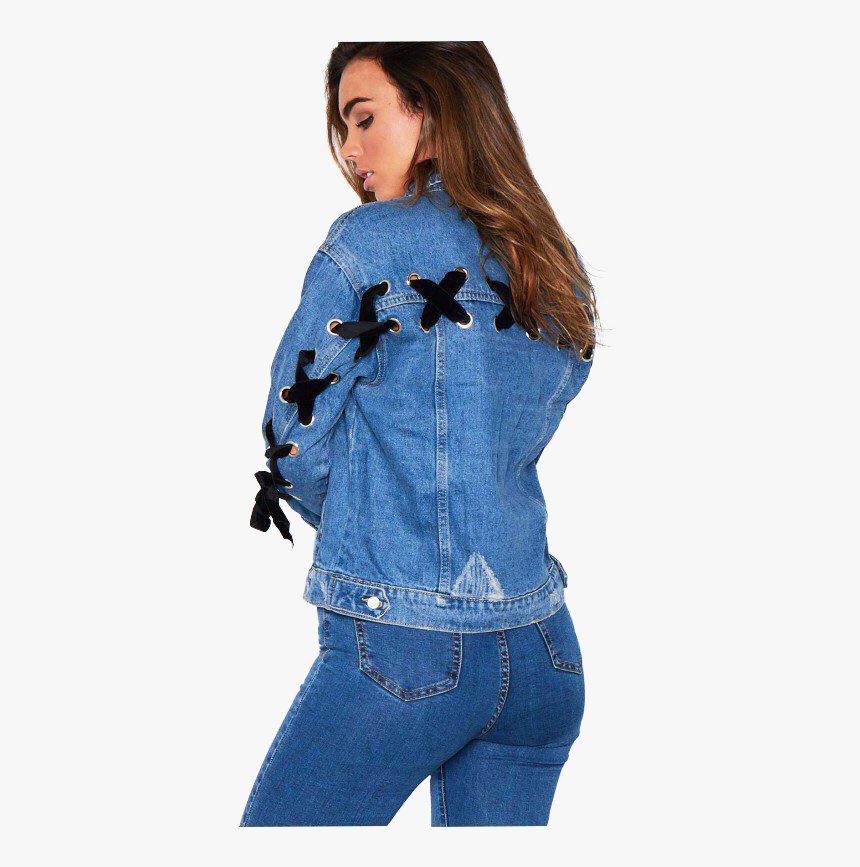 Denim Jacket With Ties - Girl, HD Png Download