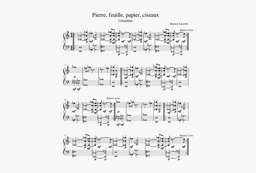Partition Piano Columbine Pierre Feuille Papier Ciseaux, HD Png Download