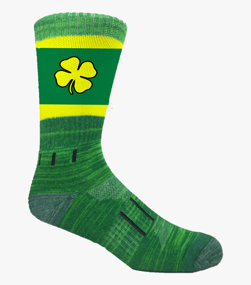 Green And Gold Irish Lucky Clover Athletic Crew 

 - Sock, HD Png Download