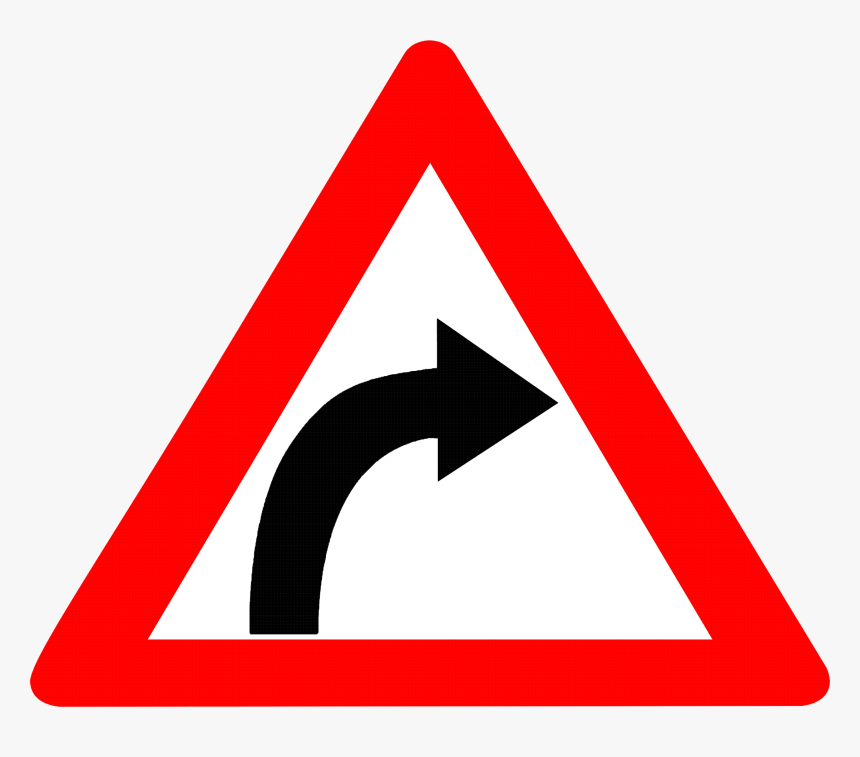 Warning Sign Traffic Sign Driving Road - Right Hand Curve Sign, HD Png Download