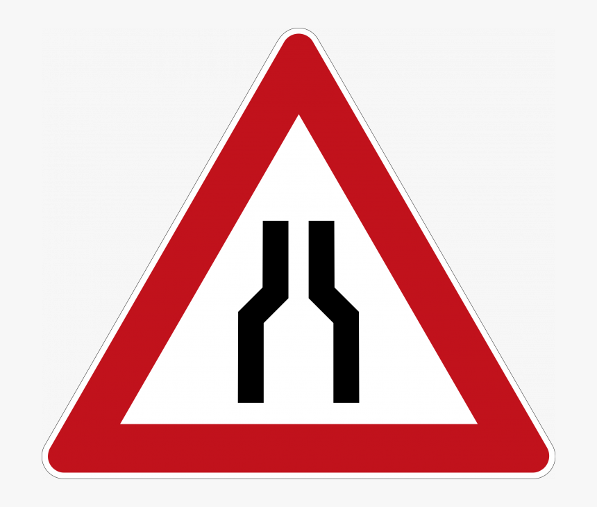 Narrow Roadway Ahead - Achtung Svg, HD Png Download