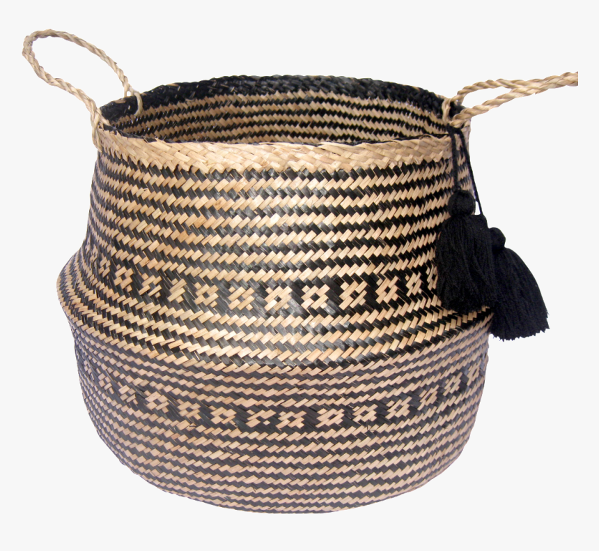 Woven Seagrass Foldable Basket With Handles - Basket, HD Png Download