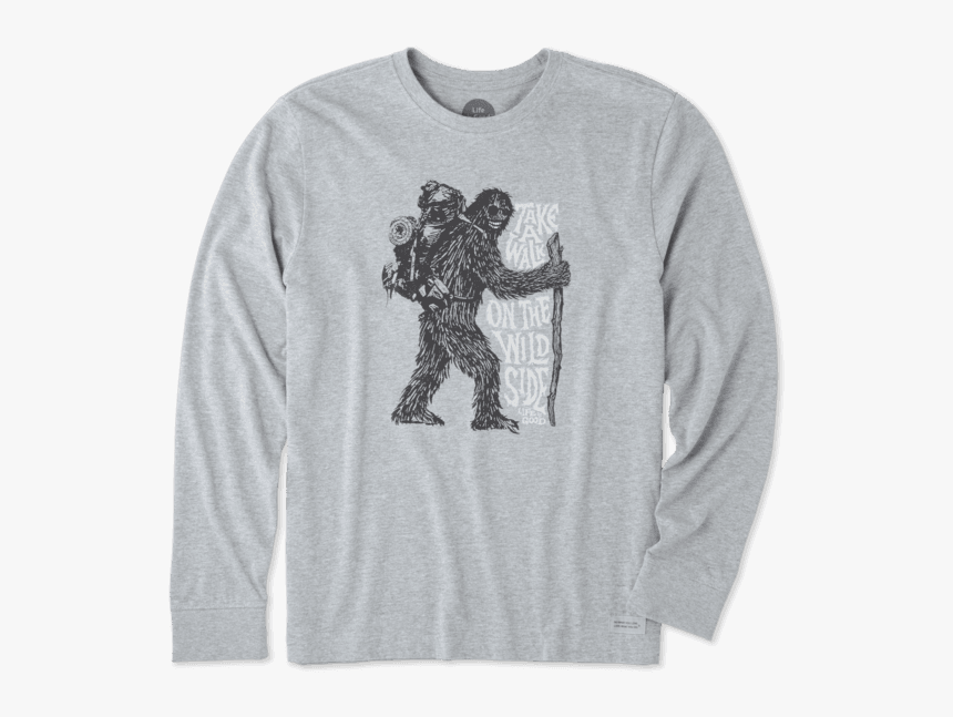 Men S Walk On The Wild Side Long Sleeve Crusher Tee - Life Is Good Bigfoot Shirt, HD Png Download