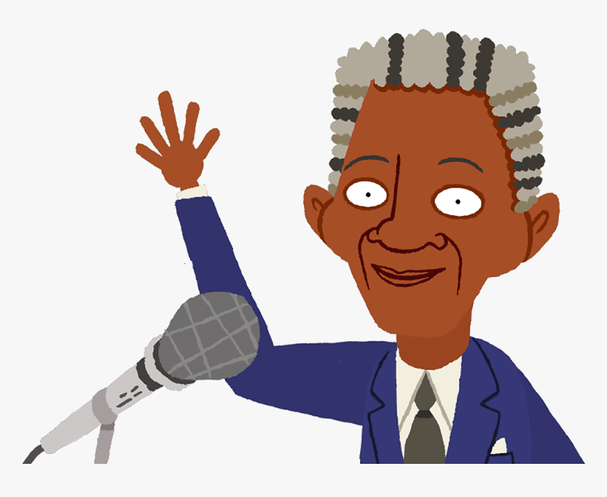 Nelson Mandela Smiling And Waving In Front Of A Microphone - Nelson Mandela Picture Animated, HD Png Download