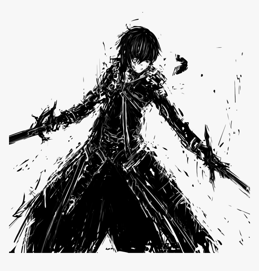 Avatar Id - - Kirito Black And White, HD Png Download