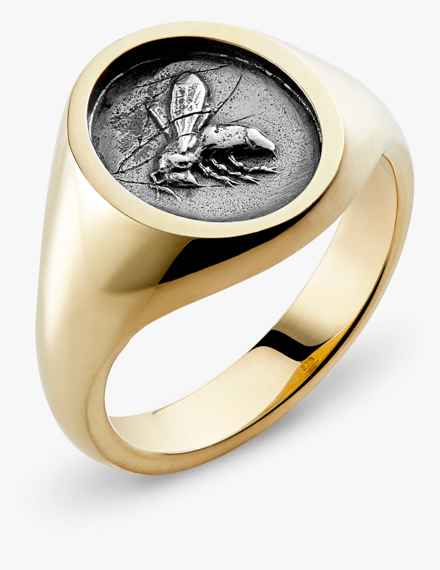 9ct Yellow Gold Medium Oval Bumble Bee Signet Ring - Pre-engagement Ring, HD Png Download