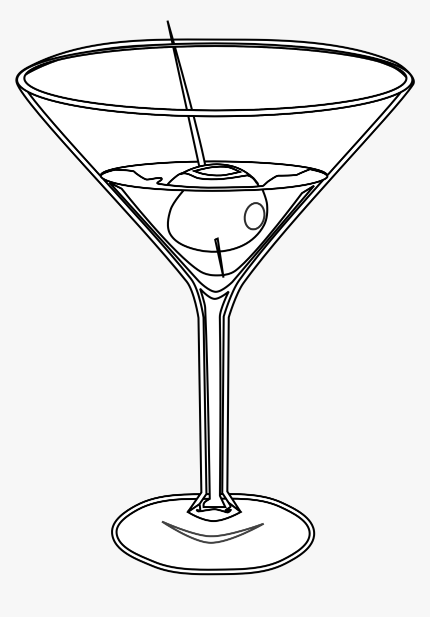 Food Martini Martini Black White Line Art 555px - White Martini Clip Art, HD Png Download