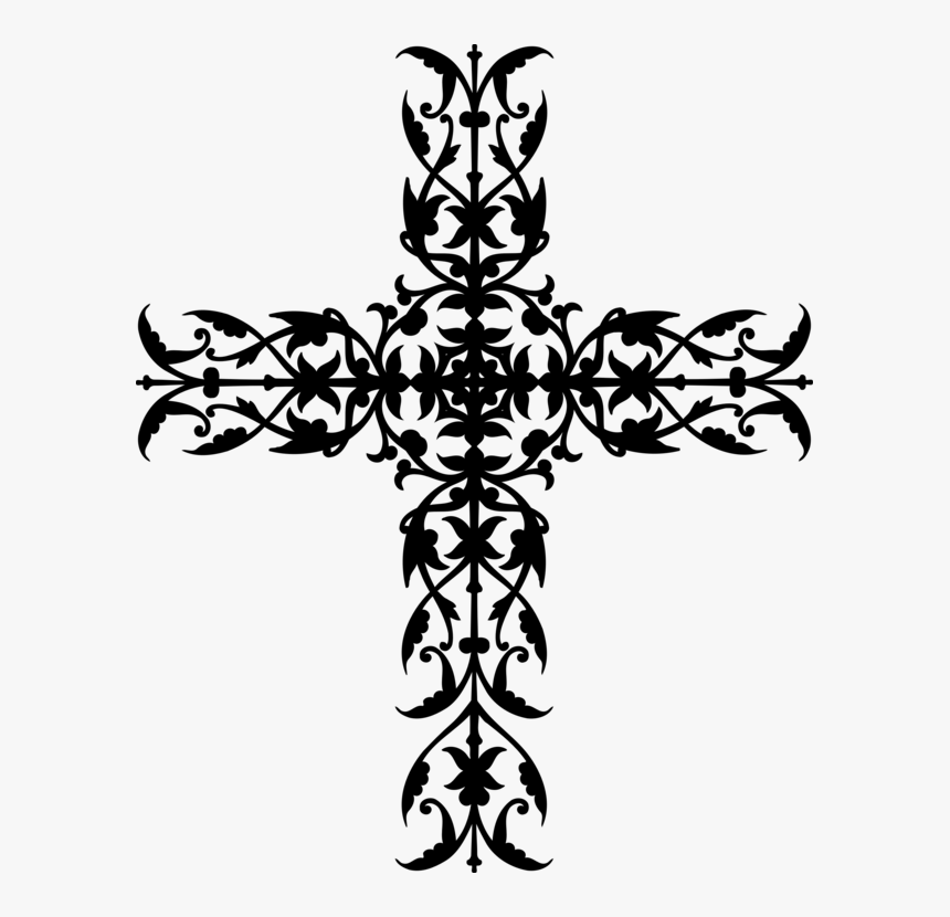 Visual Arts,flower,symmetry - Floral Cross Tattoo Png, Transparent Png