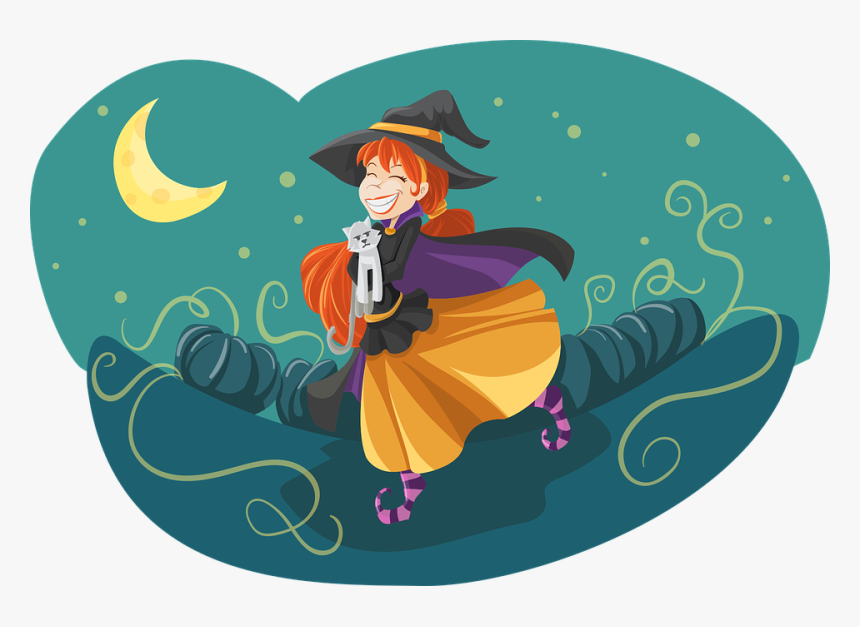 Transparent Spooky Moon Png - Friendly Witch Image Transparent, Png Download