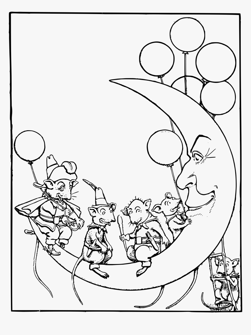 Creepy Moon Mice Clip Arts - Clipart Black And White Go To The Moon, HD Png Download