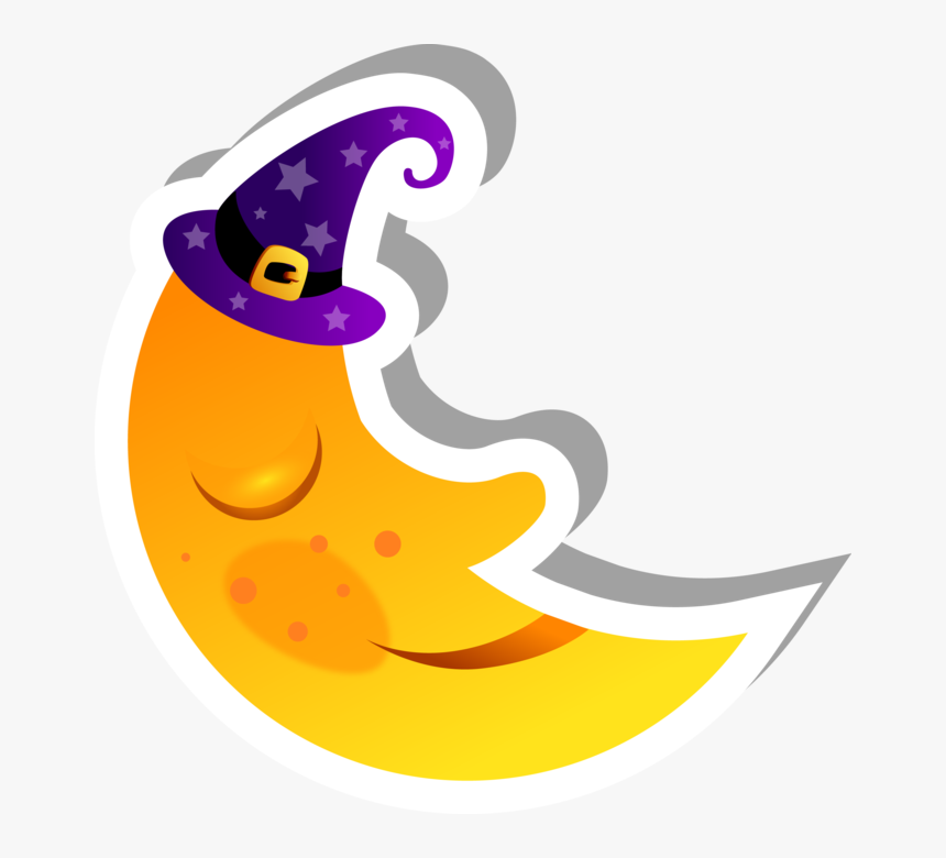 Sleepy Crescent Moon Sticker, HD Png Download
