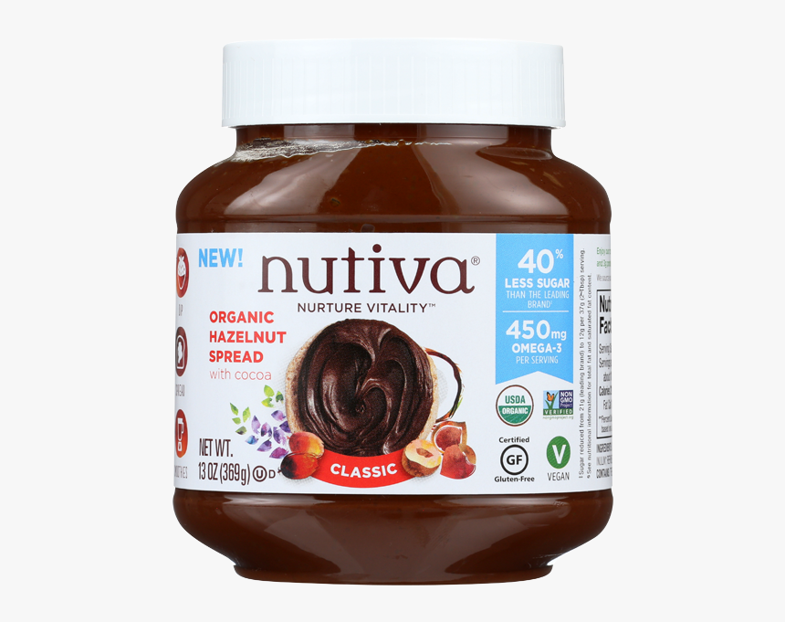 Nutiva Organic Hazelnut Spread With Cocoa Classic-13 - Nutiva Hazelnut Spread, HD Png Download