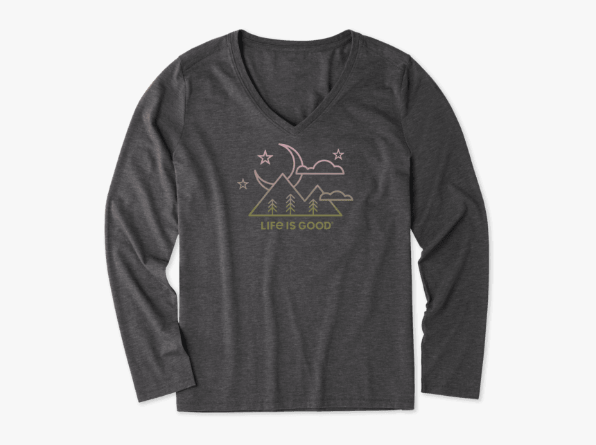 Women S Moon Scenic Long Sleeve Cool Vee - Long-sleeved T-shirt, HD Png Download