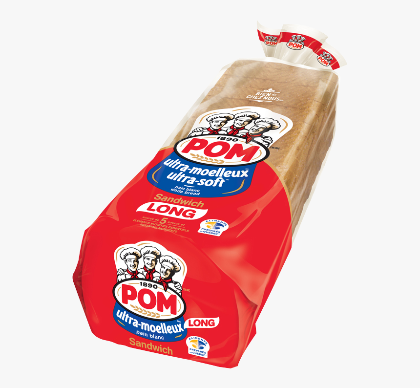 Pom® Ultra Moelleux Long Sandwich White Bread - Pain Tranché Sur Le Long, HD Png Download