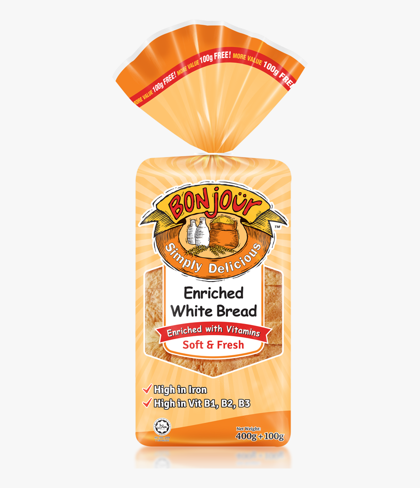 Bonjour Enriched White Bread, HD Png Download