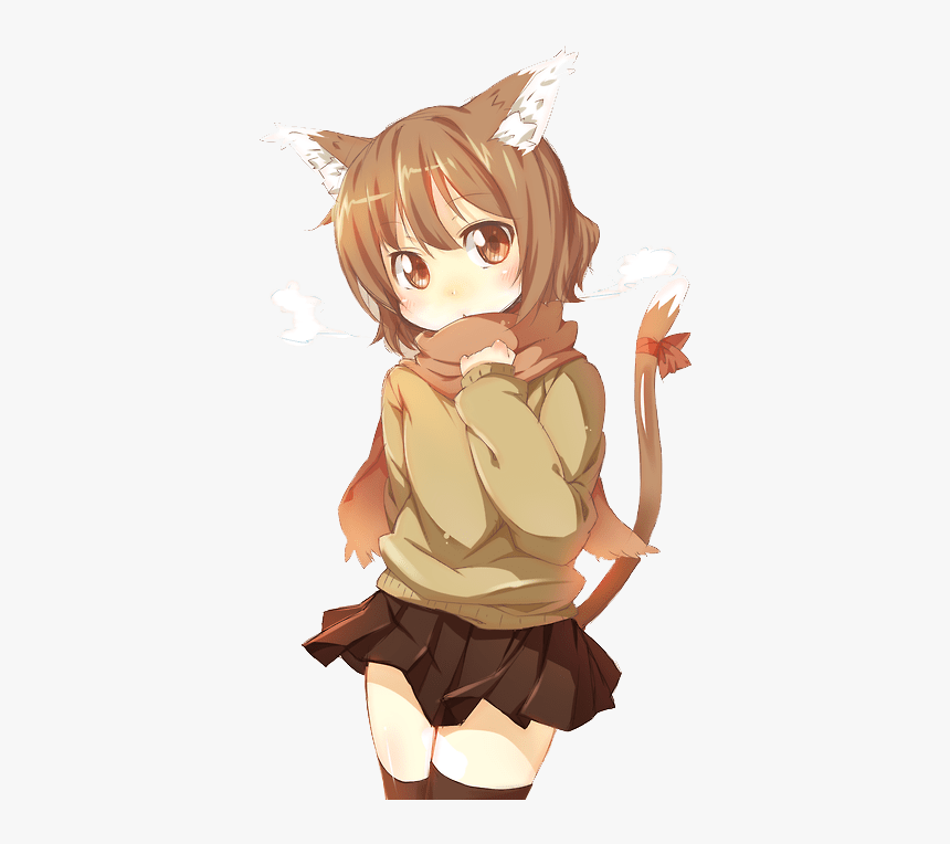 Cat Girl Brown Outfit - Cat Girl Anime Transparent, HD Png Download