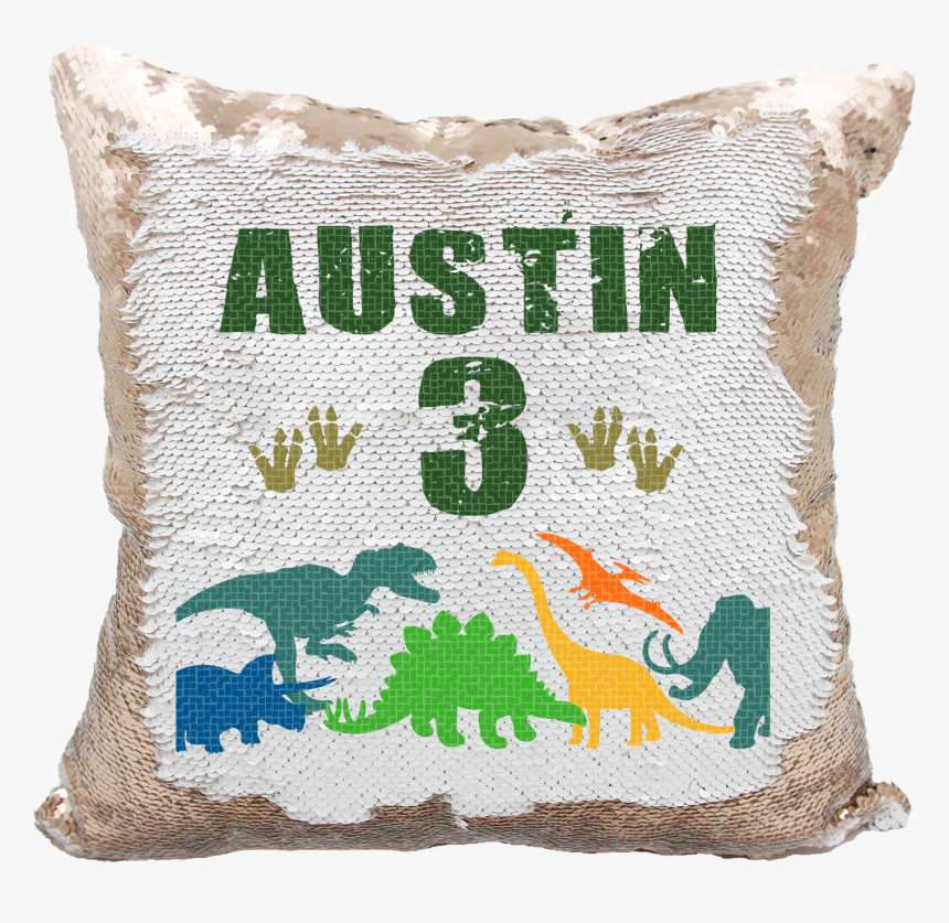 sequin dinosaur pillow