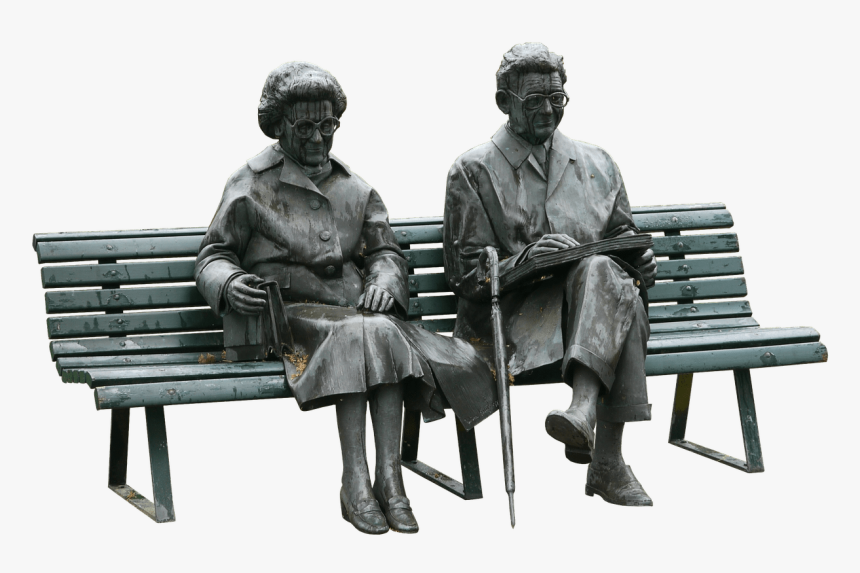 Couple Old People Sitting On A Bench Statue Clip Arts - Old People Sitting Png, Transparent Png