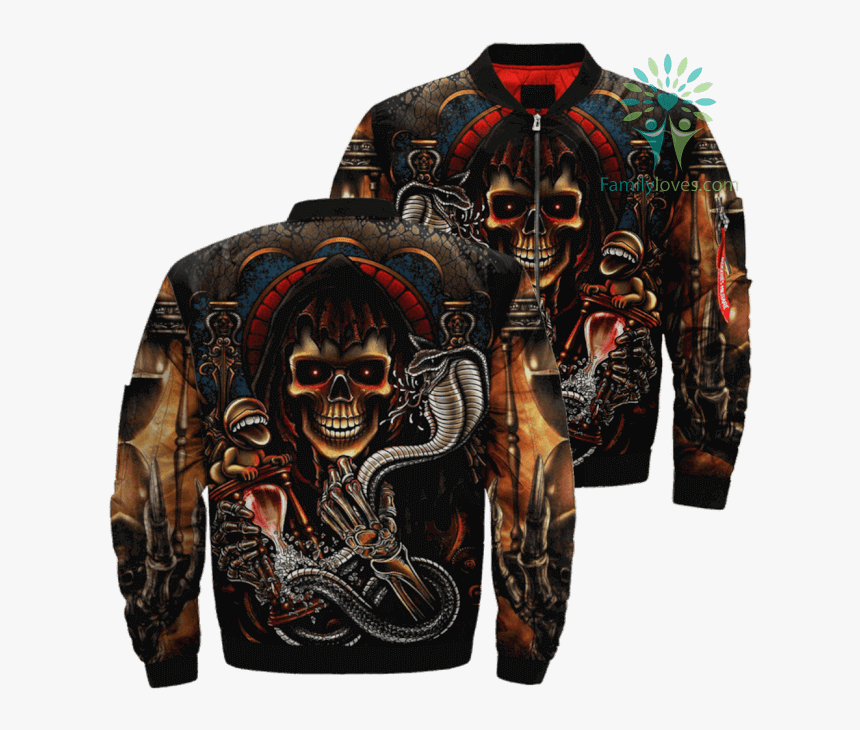 Skull And Poisonous Snake Over Print Jacket %tag Familyloves - Jesus Jacket, HD Png Download