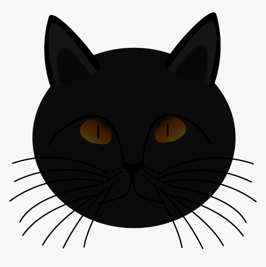 Black Cat Face Drawing, HD Png Download