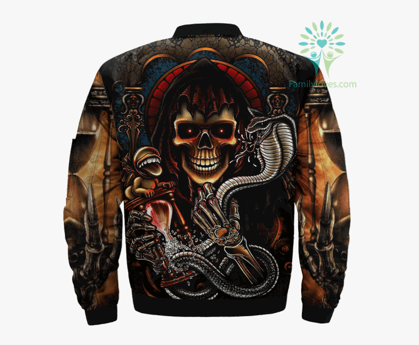 Skull And Poisonous Snake Over Print Jacket %tag Familyloves - Skull Art, HD Png Download