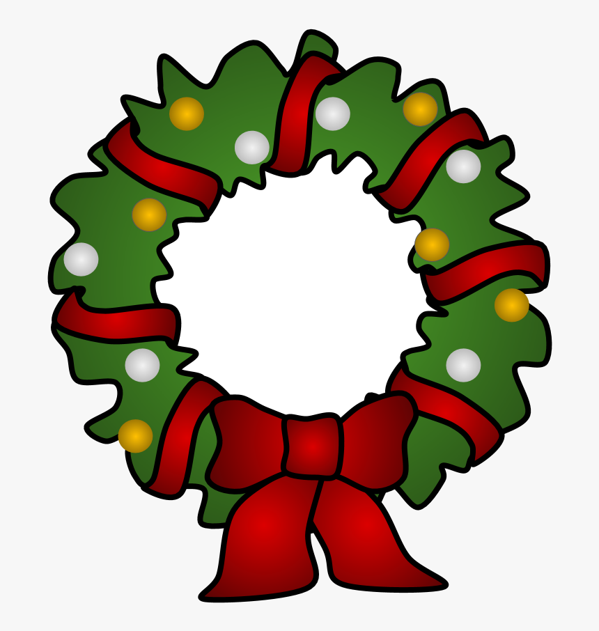 Wreath, Red Tinsel, Gold And Silver Ornaments - Portable Network Graphics, HD Png Download