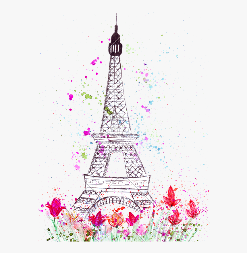 Drawn Eiffel Tower Pink - Transparent Png Torre Eiffel Draw, Png Download