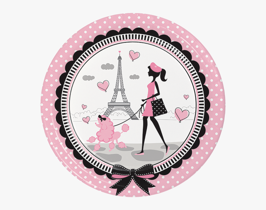 Paris Party Dinner Plates, Little Girl Luncheon Plates, - Paris Plates, HD Png Download