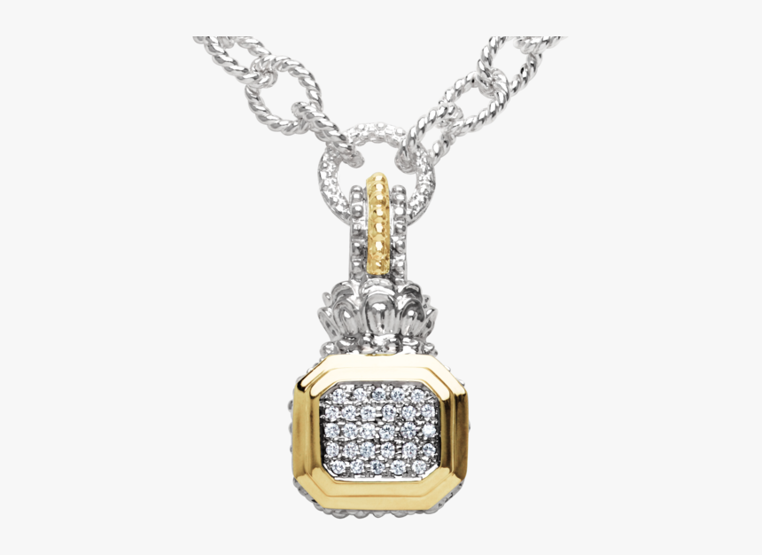 Stylish Silver And Gold Diamond Pendant By Vahan - Locket, HD Png Download
