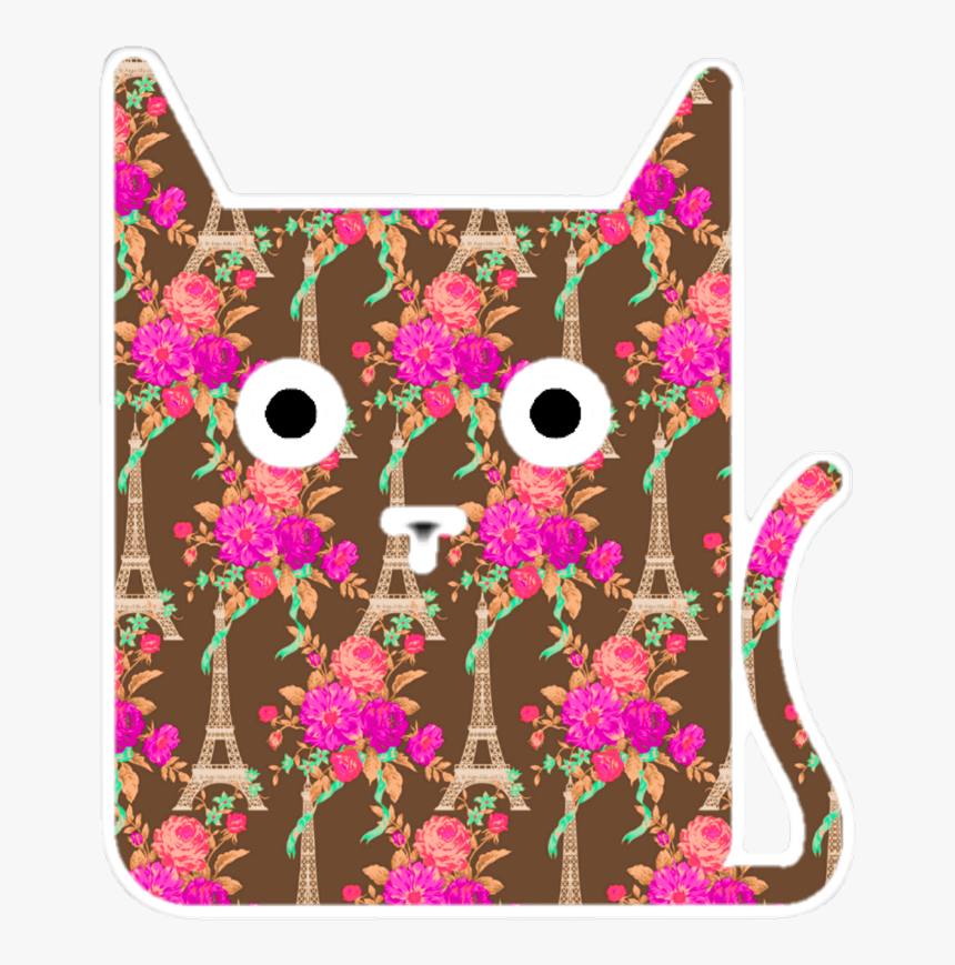 #cat #animal #eiffel #eiffeltower #paris #london #floral - Cartoon, HD Png Download