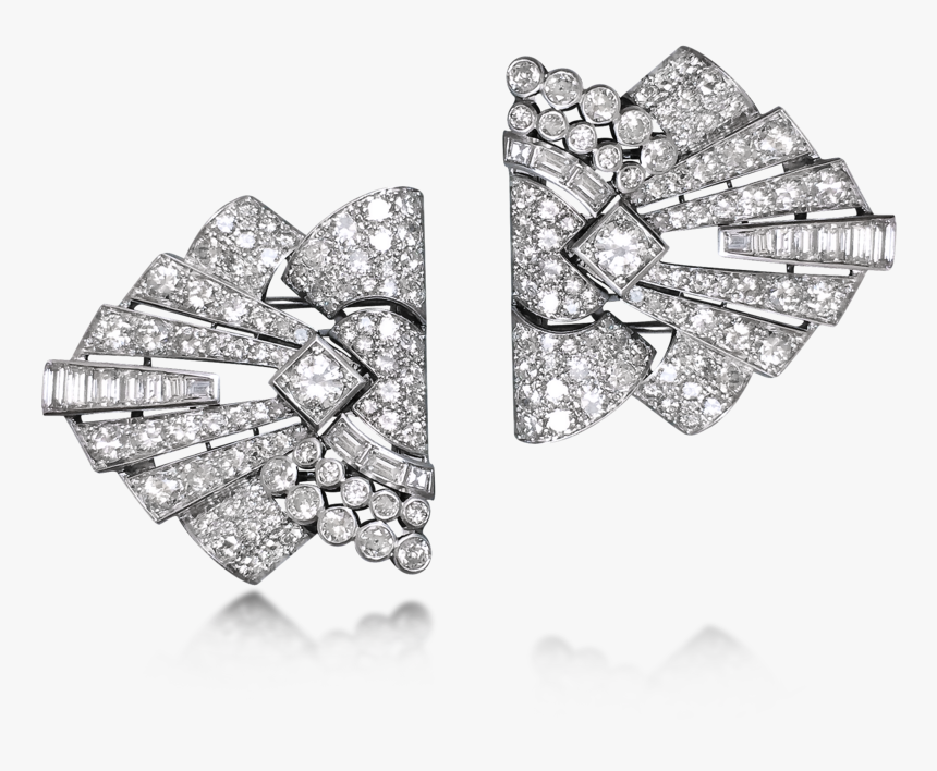 Diamond Pearl Clip Brooches - Earrings, HD Png Download