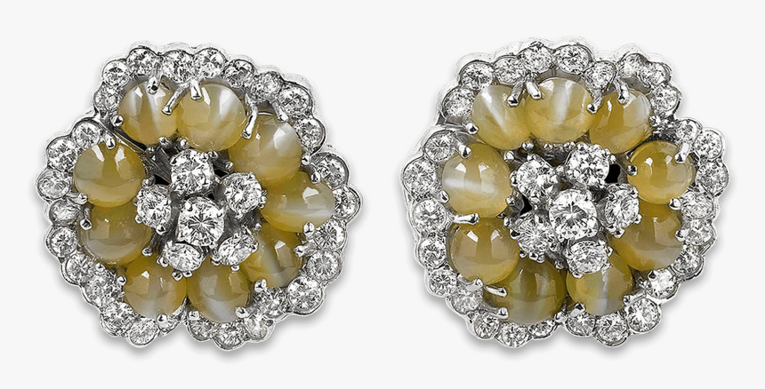 Diamond And Chrysoberyl Cat S Eye Earrings - Earrings, HD Png Download