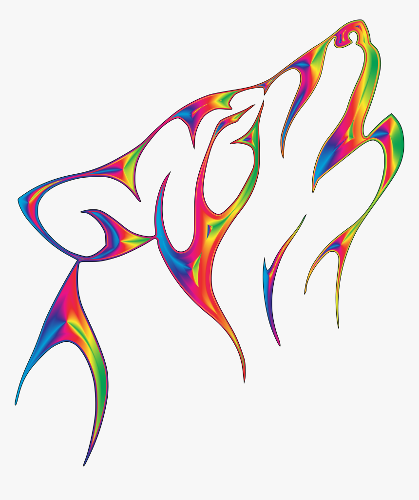 Flame Tribal Wolf No Background Clip Arts - Line Drawing Wolf Head, HD Png Download