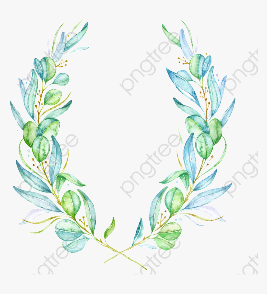 Water Color Leaves And Flowers, HD Png Download