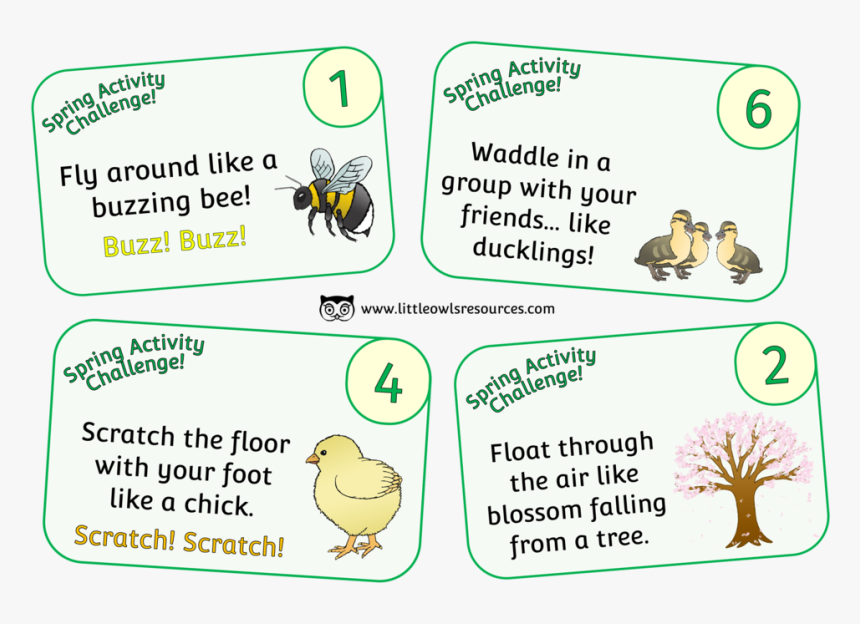 Spring Activity Challenge Cards - Cartoon, HD Png Download