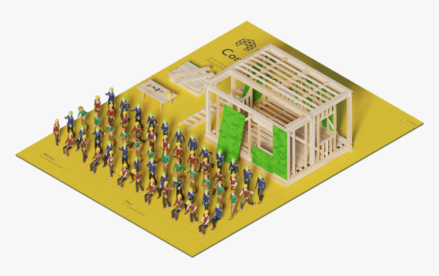 3d Render Lowpoly People Crowd Population Model - Plan, HD Png Download