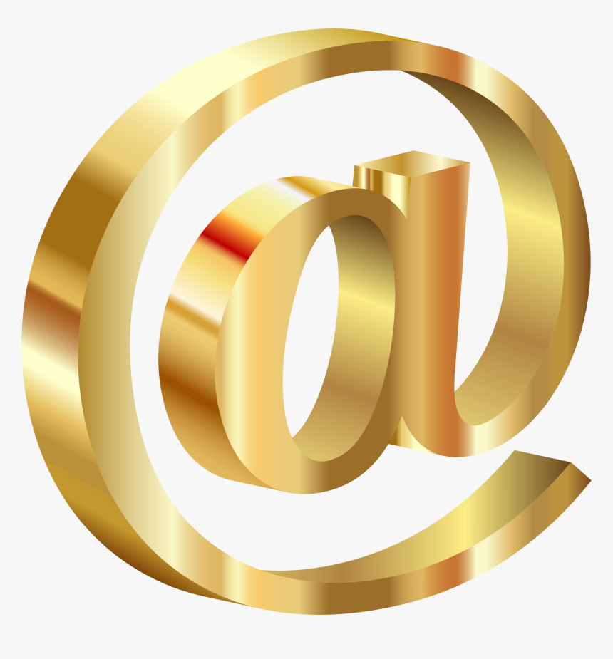 3d Gold At Sign Clip Arts - Gold At Sign Transparent, HD Png Download