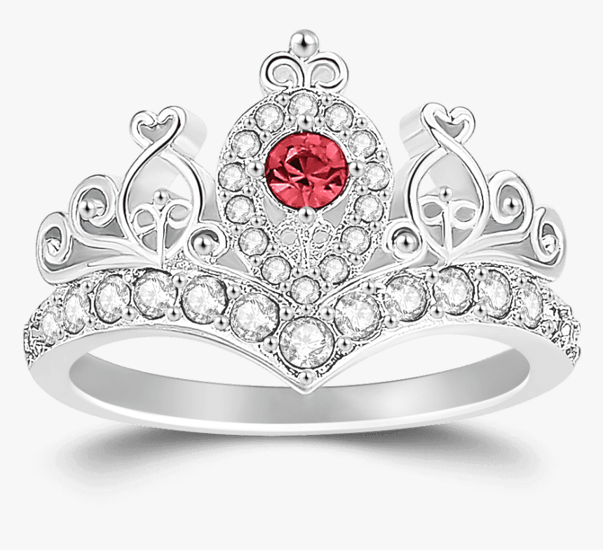 Personalized Birthstone Crown Princess Ring Silver - Tiara, HD Png Download
